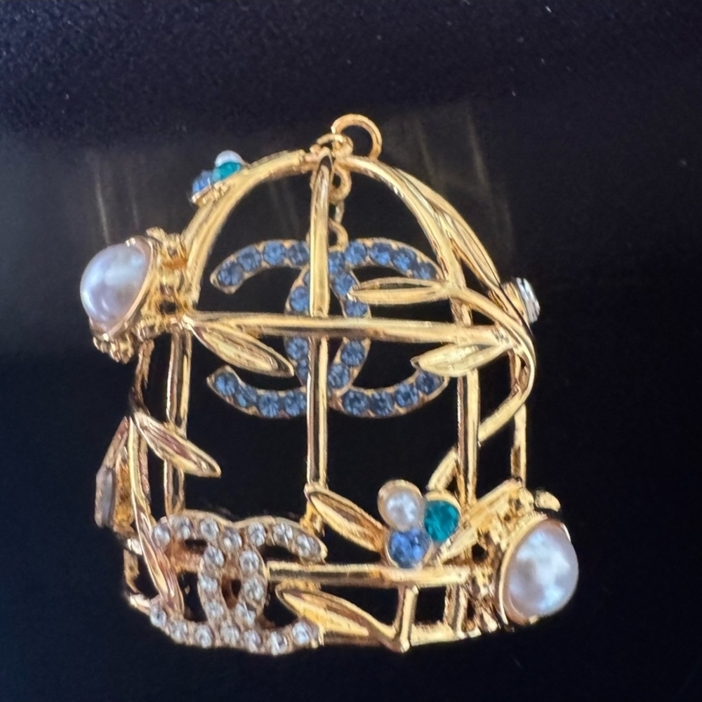 Extraordinary CHANEL Gold and Blue Pendant Reused as Pendant Charm